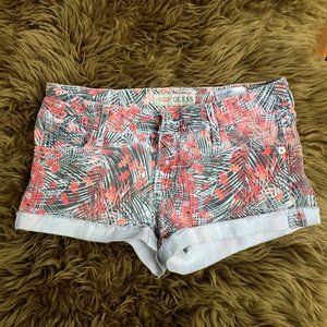 Guess pink grey white shorty cotton denim shorts - size 25